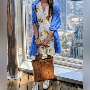 Rails White and Yellow Lemon Print Dress